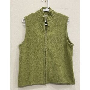 Coldwater‎ Creek Green Vest Wool Blend Women's Medium Zip Up Comfort Winter Fall